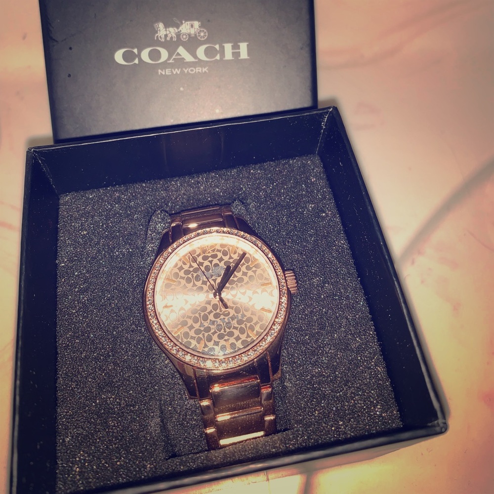 Rose gold coach watch